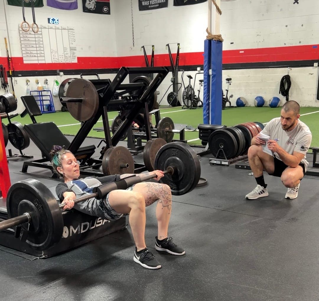 Tim Dragmen coaching a personal training session at AIM Performance Training in Mentor, Ohio